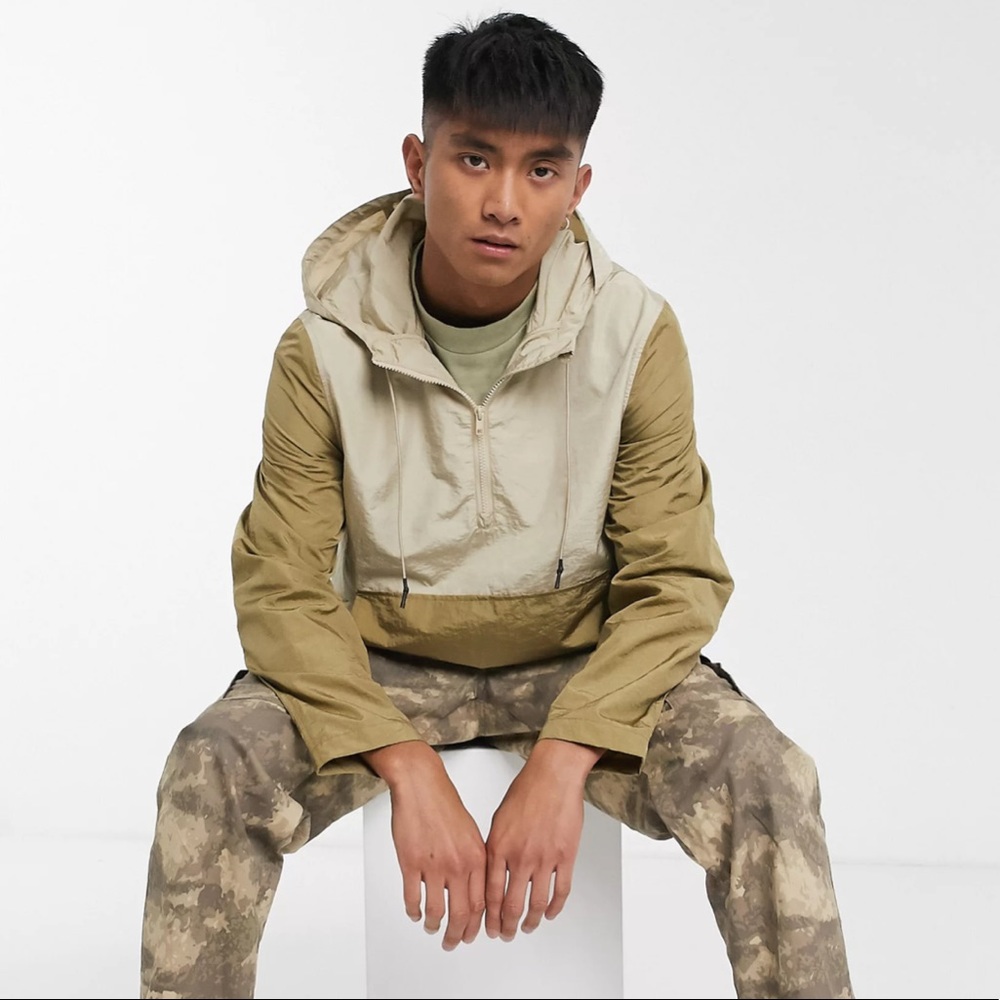 ASOS DESIGN nwt overhead windbreaker in stone m